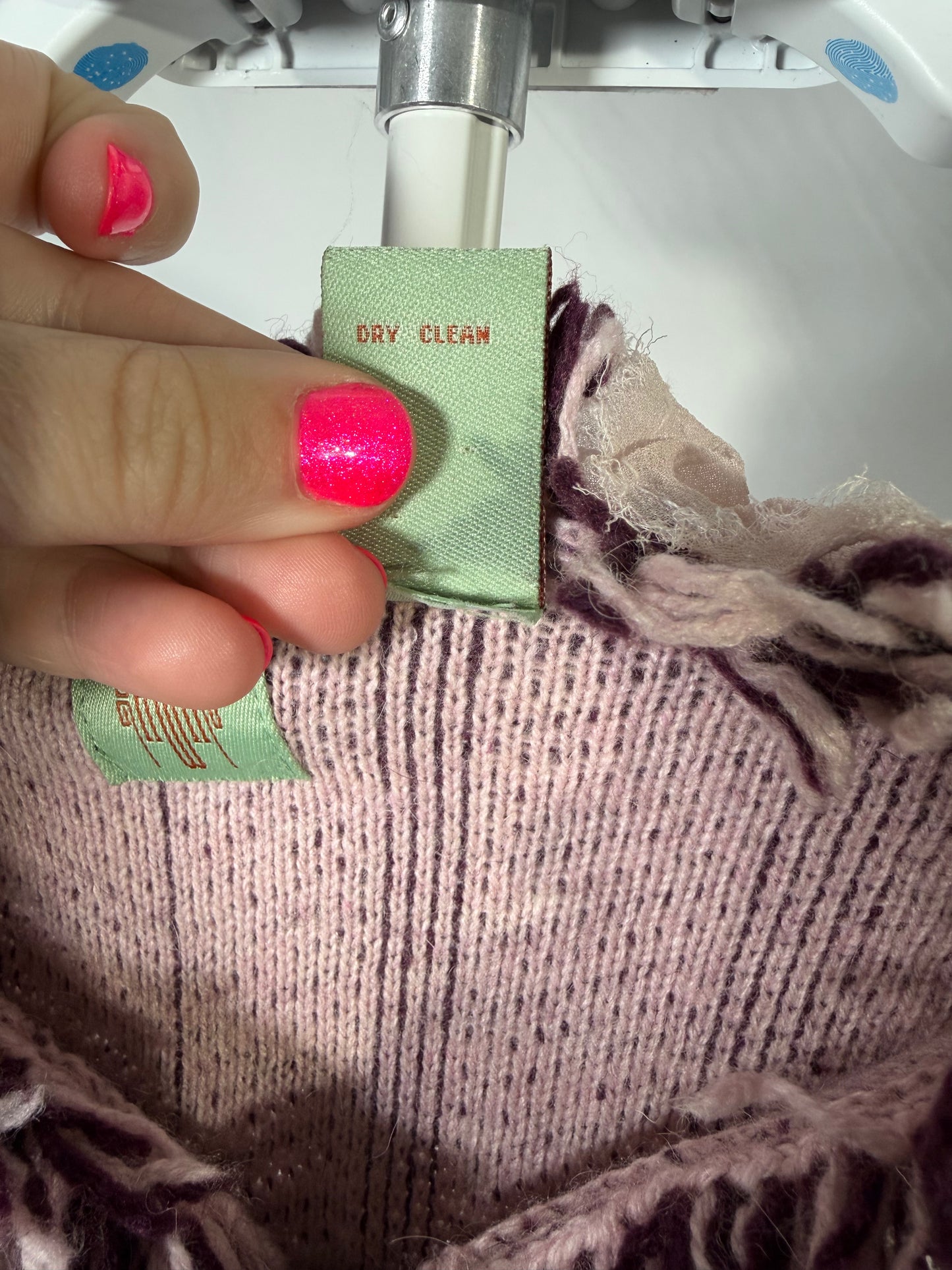 Vintage Y2K Anthropologie plum cheveron shaggy fringe knit jacket