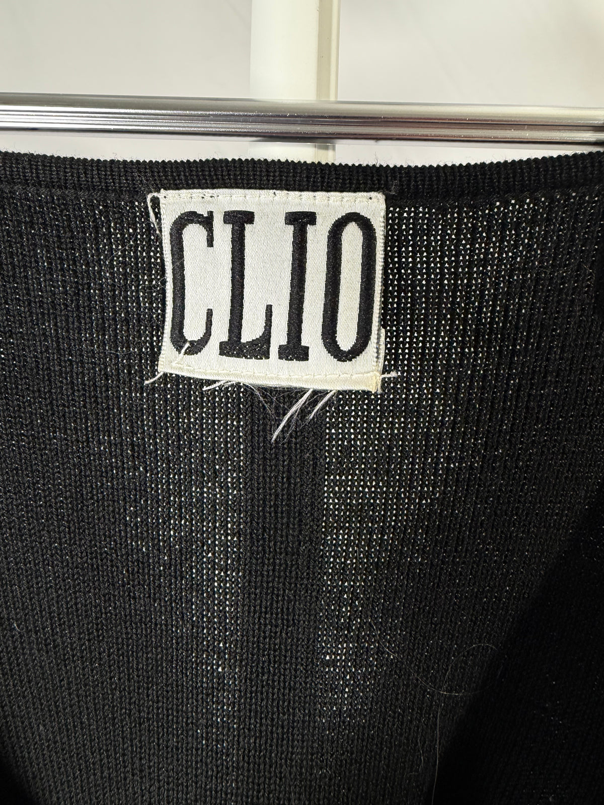 Vintage 90s Clio black embroidered floral beaded fringe top