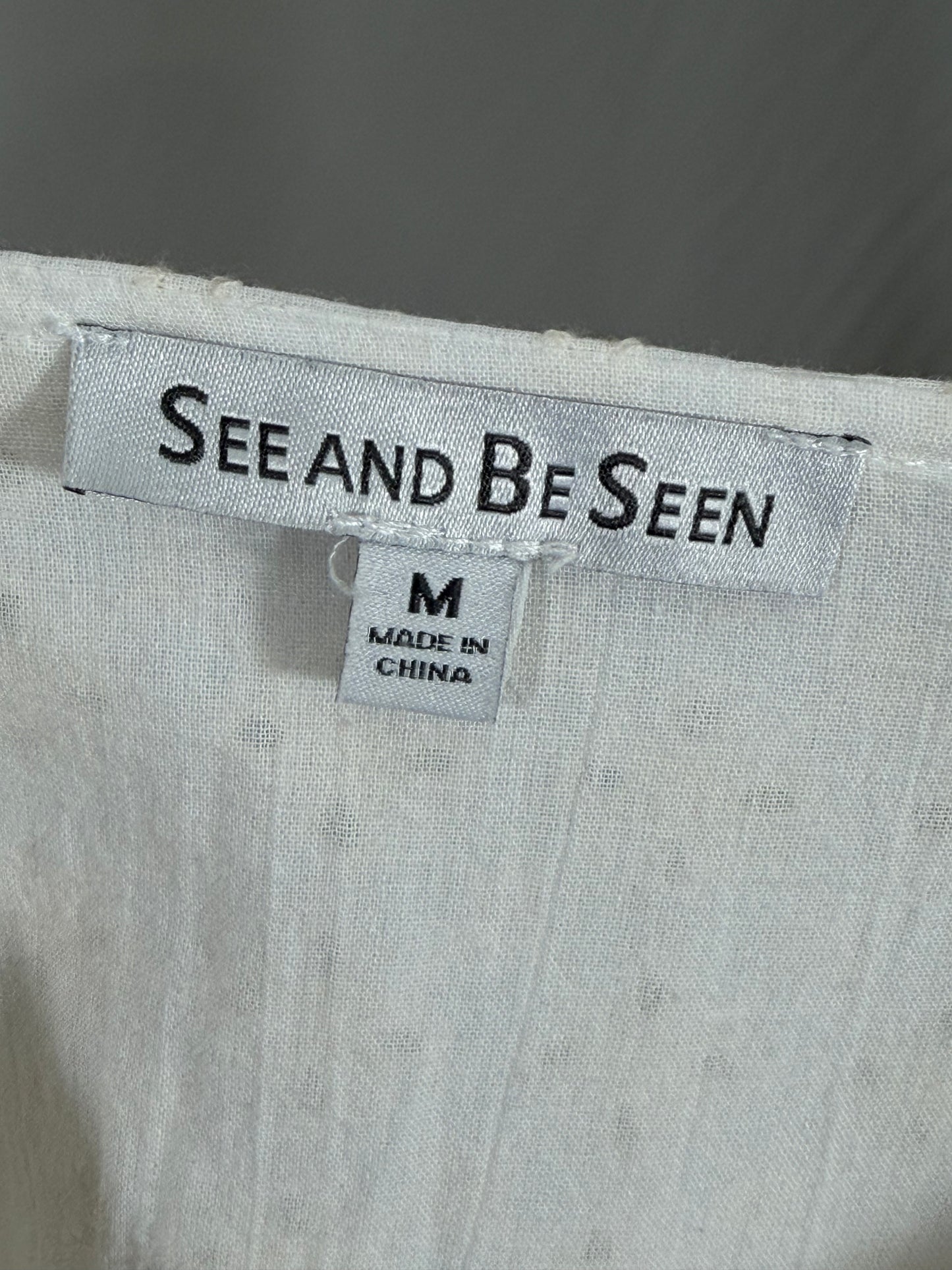 See and Be Seen cream eyelet tiered midi dress