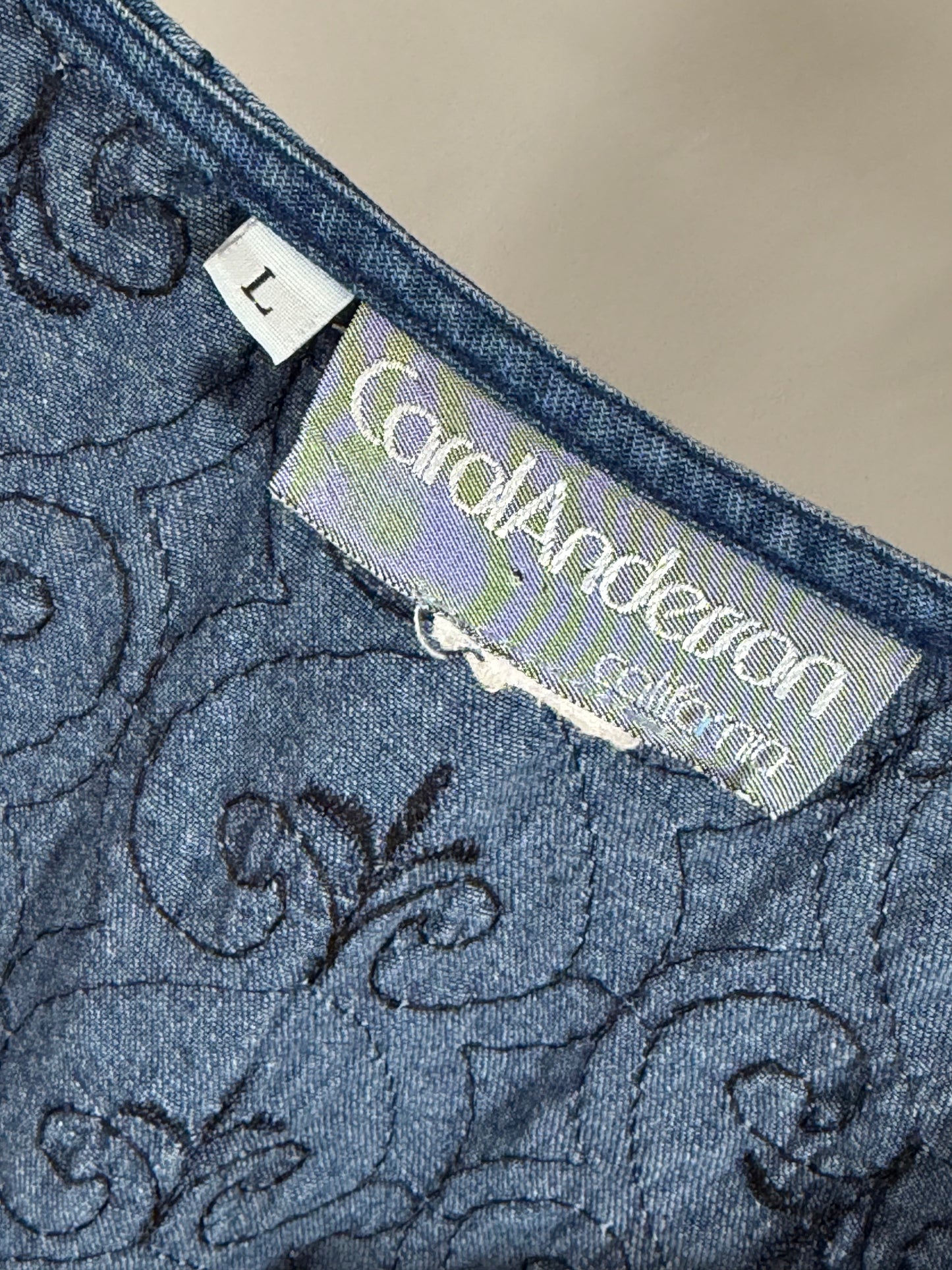 Vintage 90s Carol Anderson C. embroidered denim jumper dress