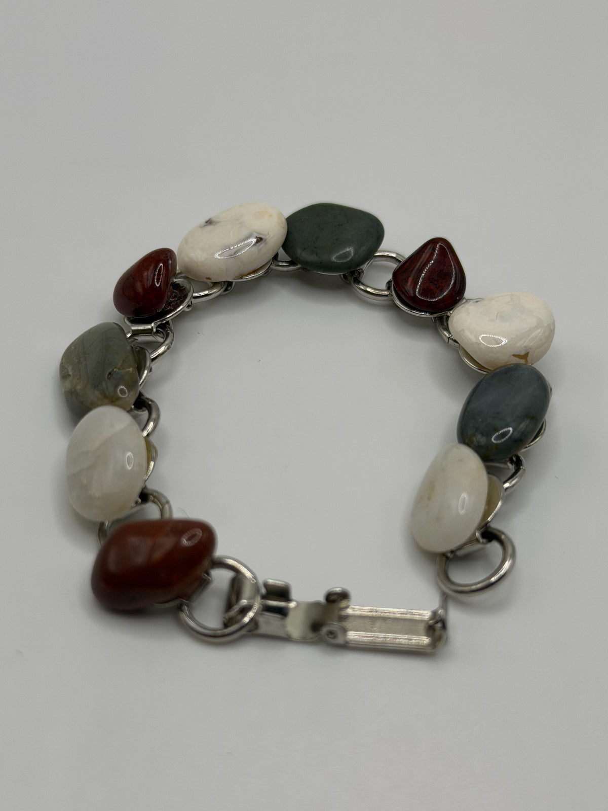 Vintage 50s/60s multi-stone tumbled pebble link bracelet