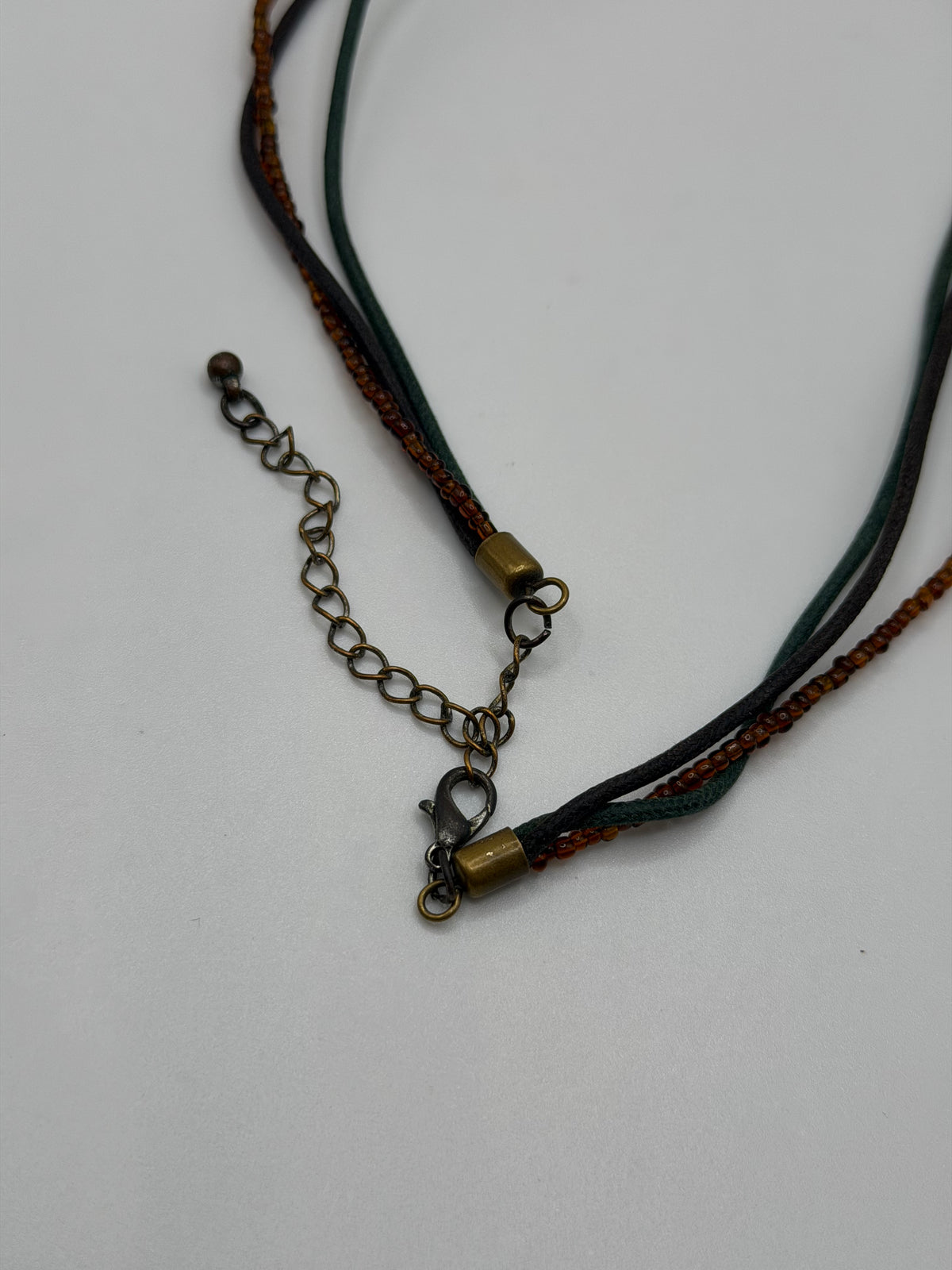 Y2K teal enamel layered cord heart pendant necklace