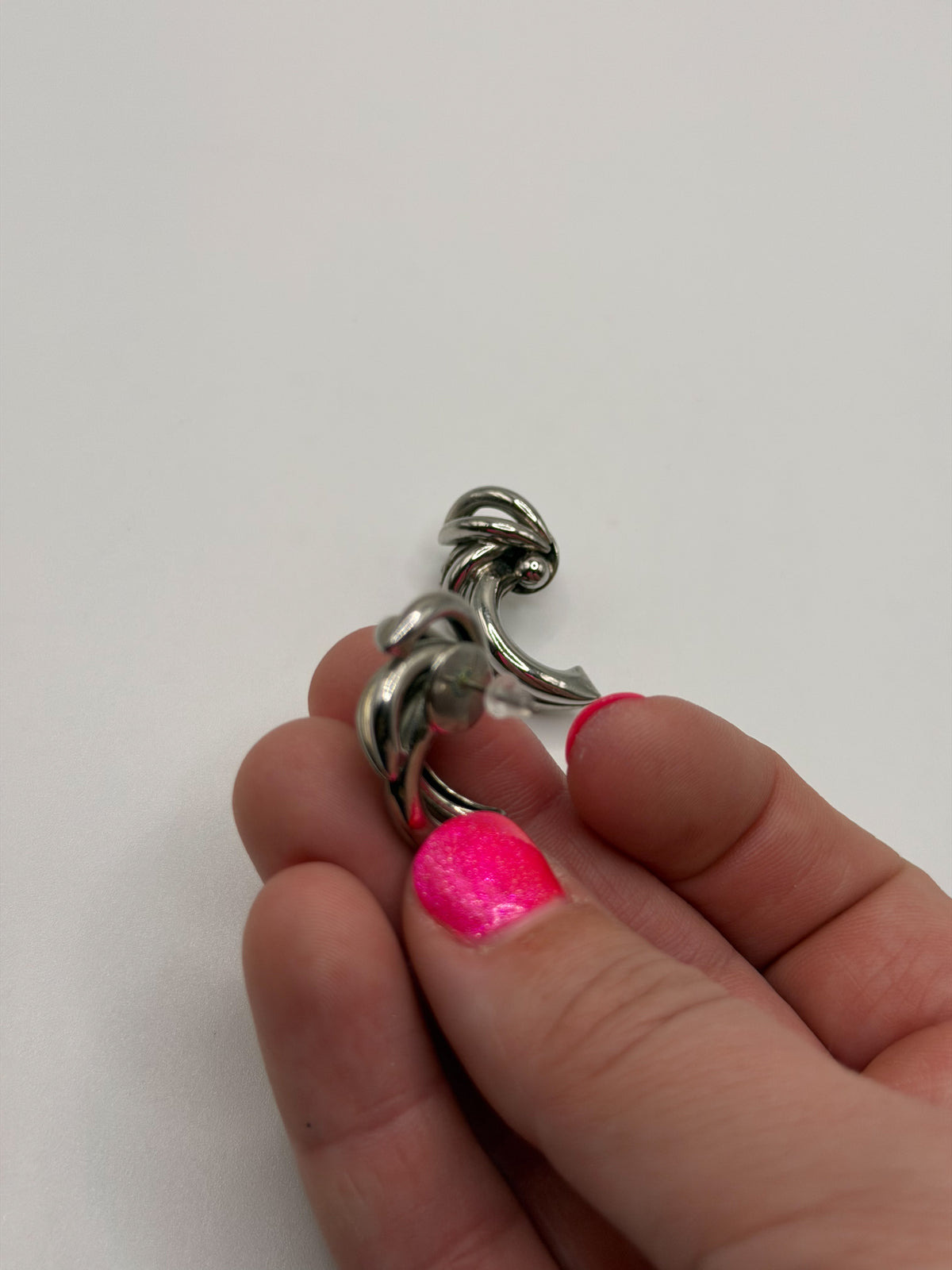 Vintage 80s silver tone chunky knot earrings