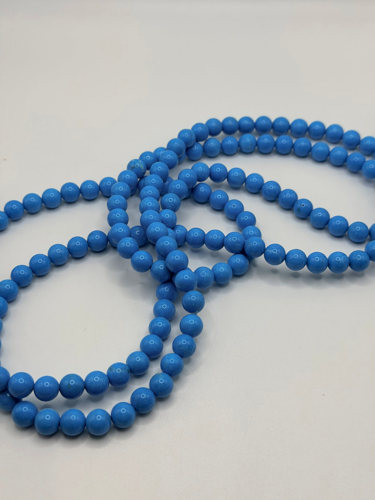 Vintage 70s/80s extra long blue faux turquoise necklace
