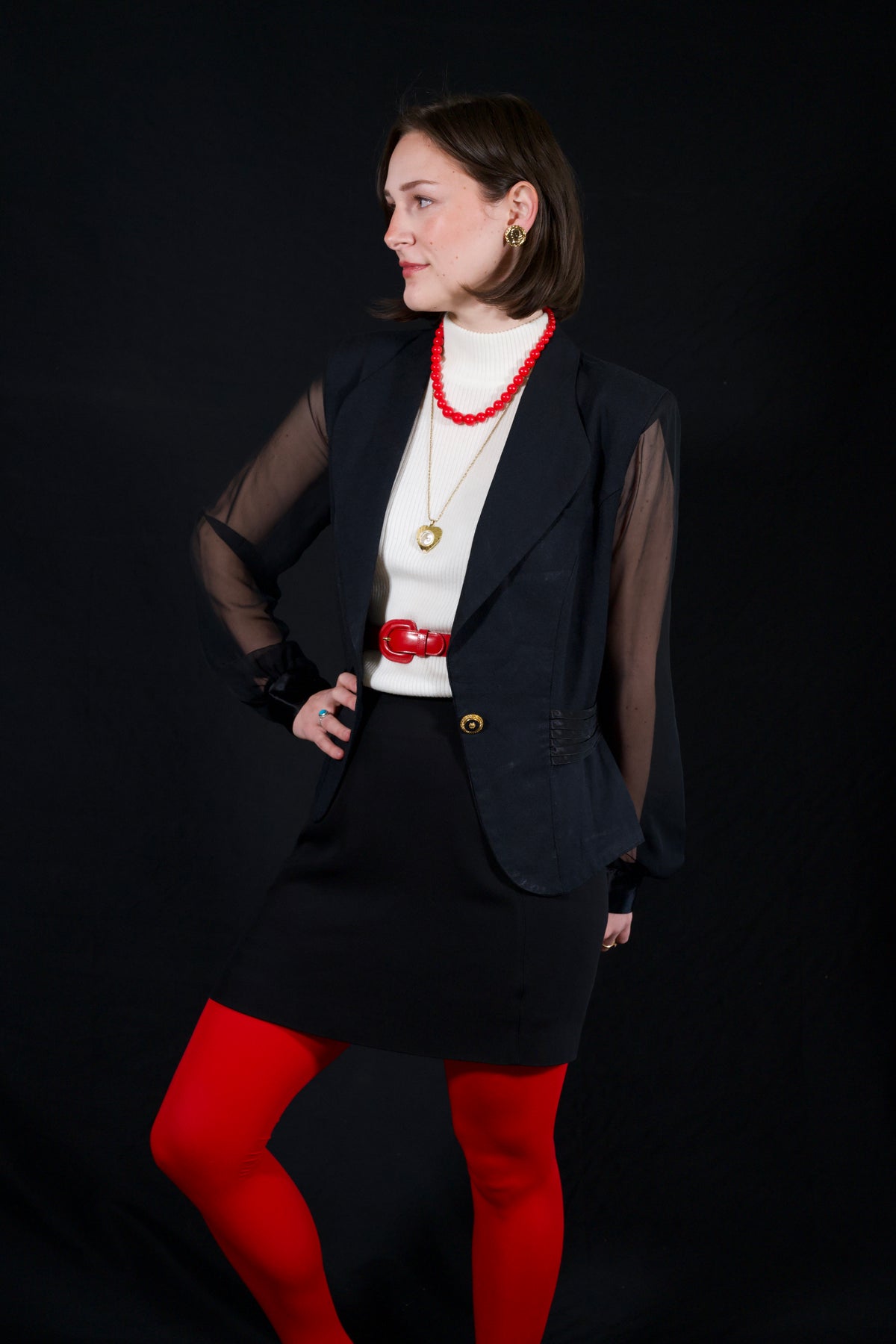 Vintage 80s Ultra Dress sheer sleeved blazer