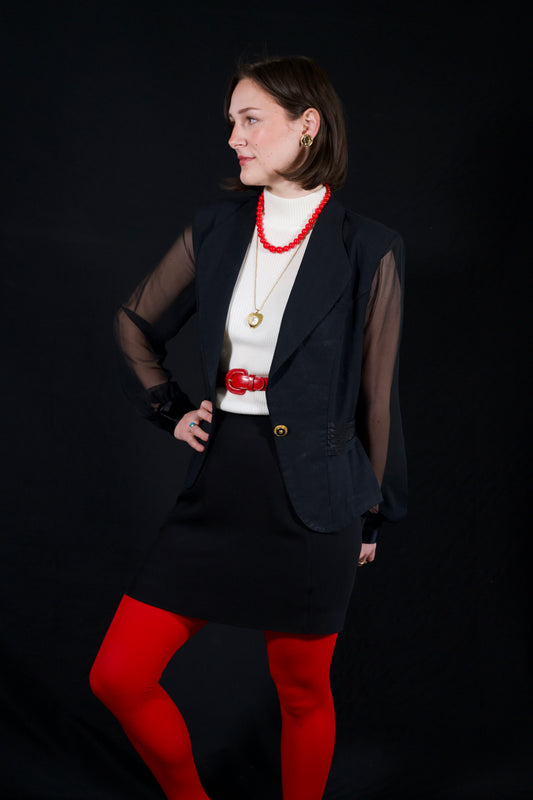 Vintage 80s Ultra Dress sheer sleeved blazer