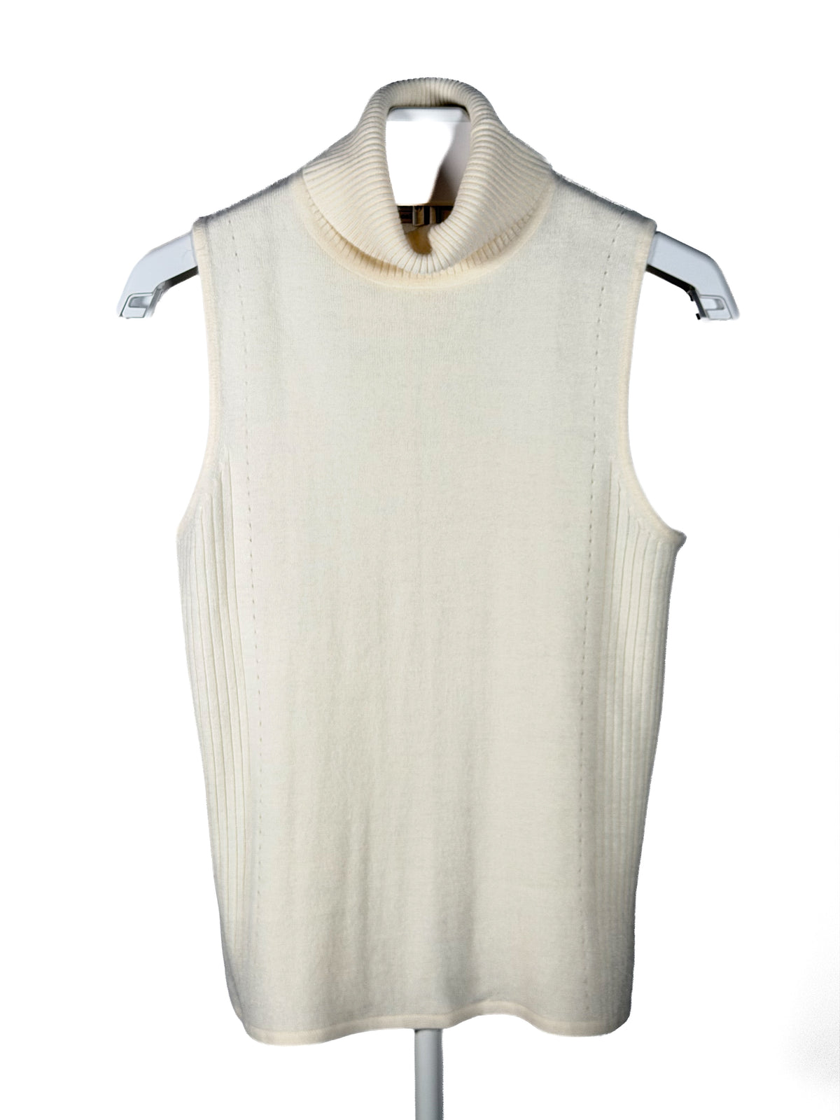 Vintage 90s Kathie Lee cream sleeveless turtleneck sweater