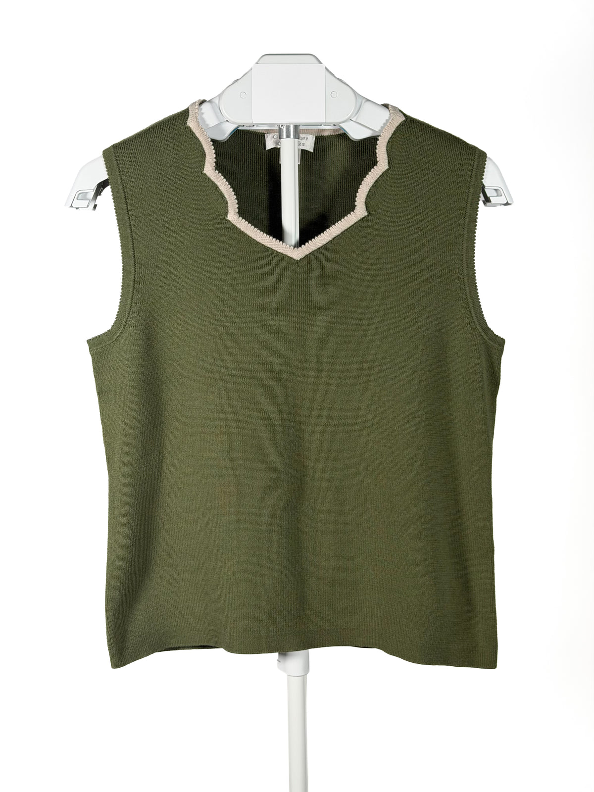 Vintage Y2K Christopher & Banks olive scalloped v-neck sweater tank