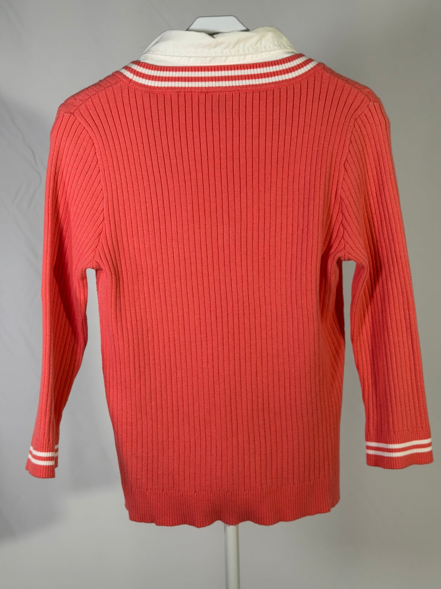 Vintage Y2K Faded Glory coral striped detail collared sweater
