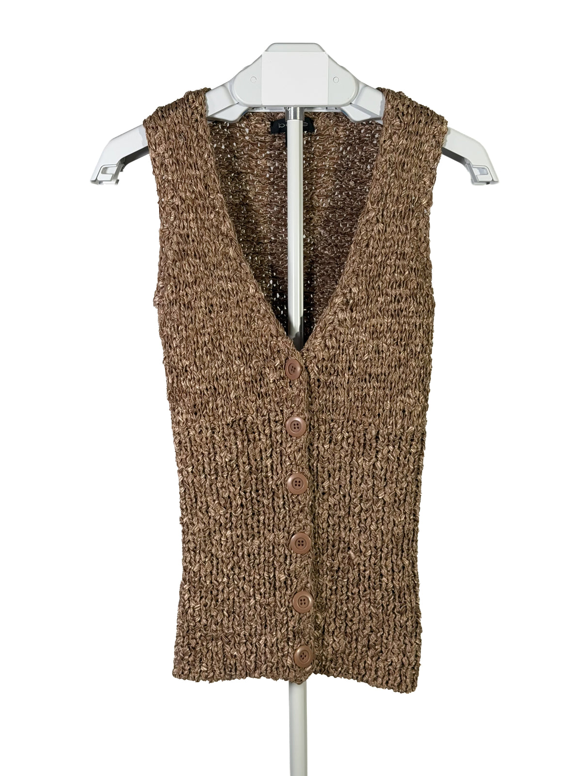 Vintage Y2K Bebe bronze ribbon knit button up vest
