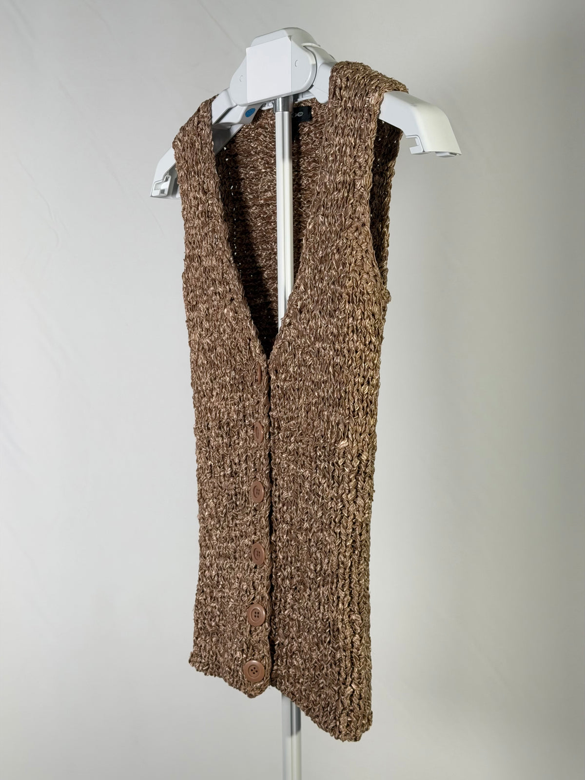 Vintage Y2K Bebe bronze ribbon knit button up vest