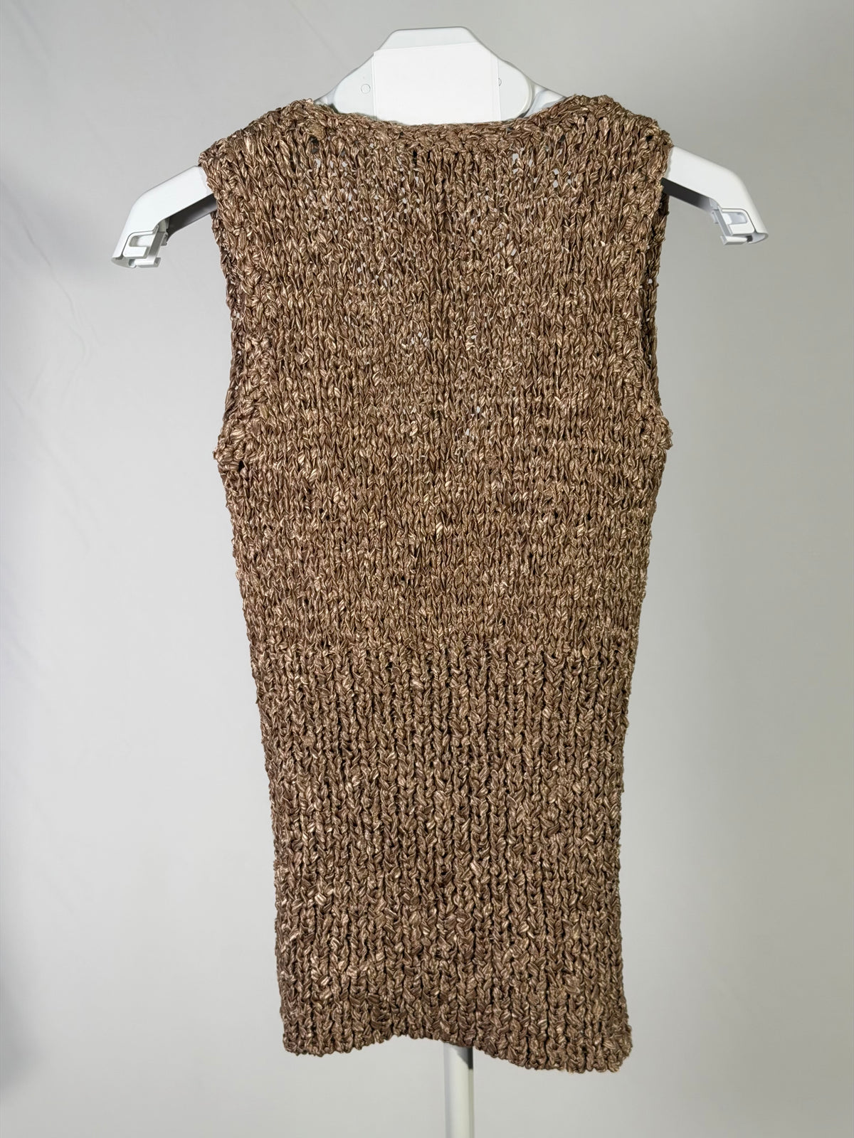 Vintage Y2K Bebe bronze ribbon knit button up vest
