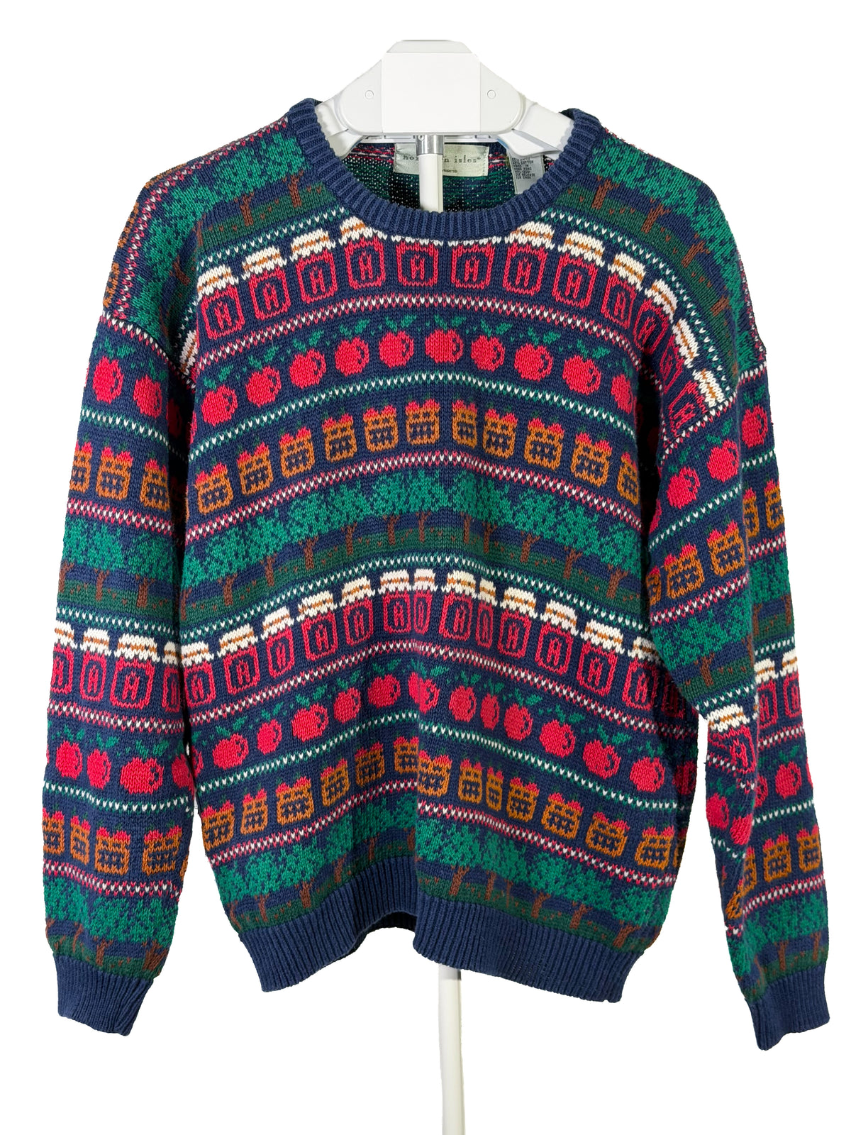 Vintage 80s/90s Northern Isles navy apple knit sweater