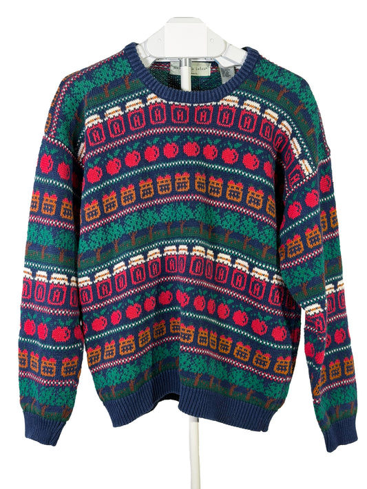 Vintage 80s/90s Northern Isles navy apple knit sweater