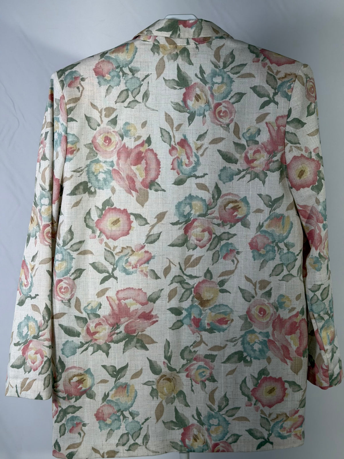 Vintage 90s Jessica Scott cream linen blend floral blazer