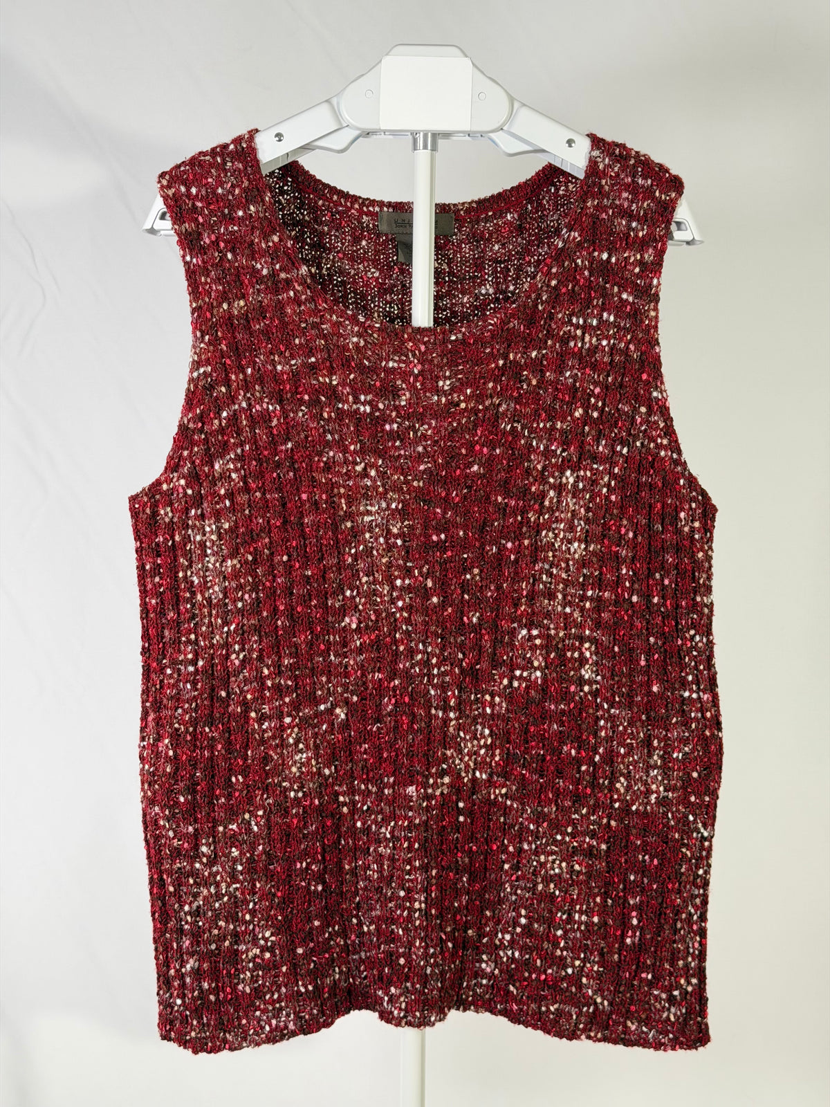 Vintage 90s Uniform red marled knit sleeveless sweater top
