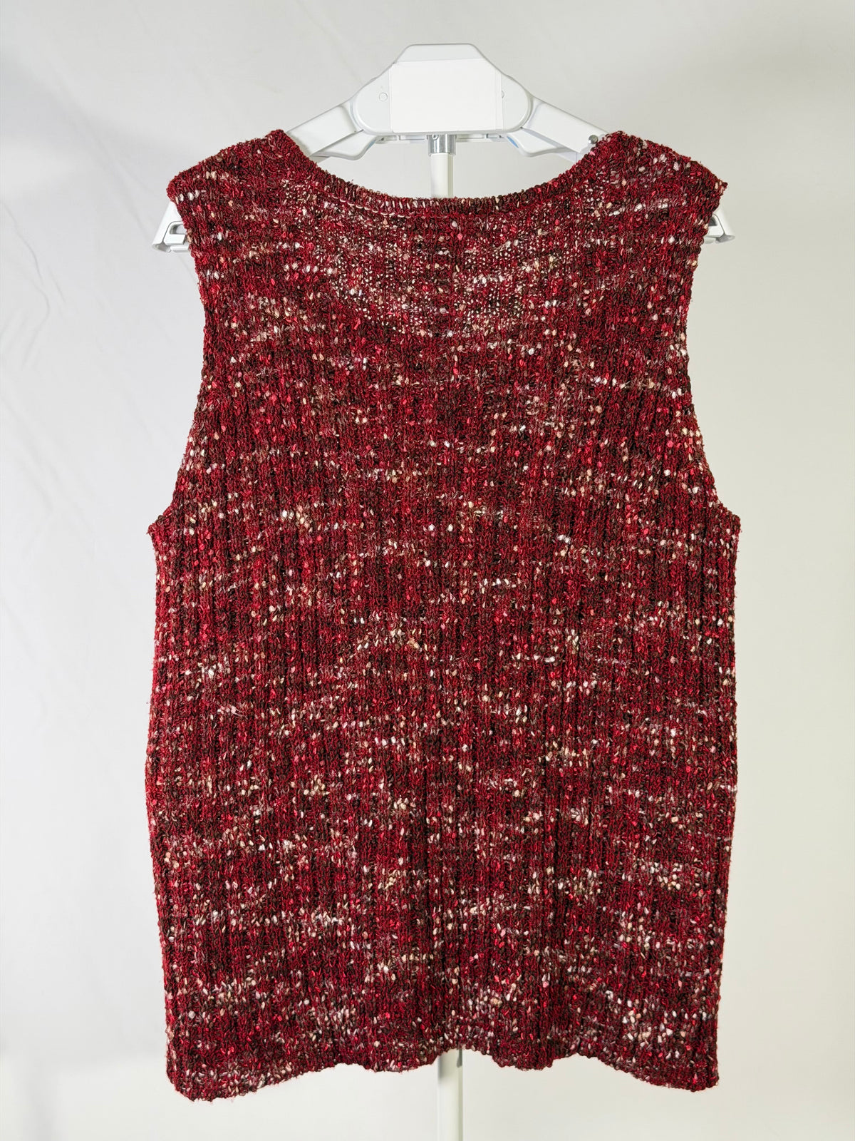 Vintage 90s Uniform red marled knit sleeveless sweater top