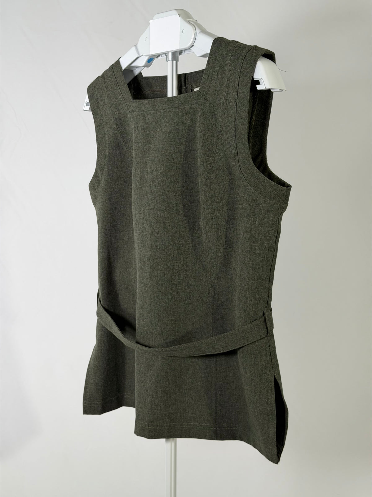 Vintage 90s Mainframe olive square-neck button belted  top