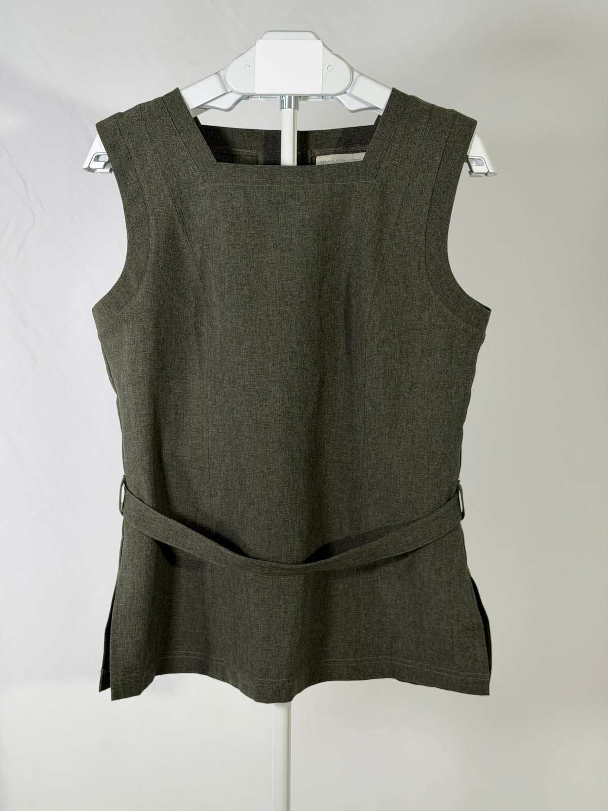 Vintage 90s Mainframe olive square-neck button belted  top