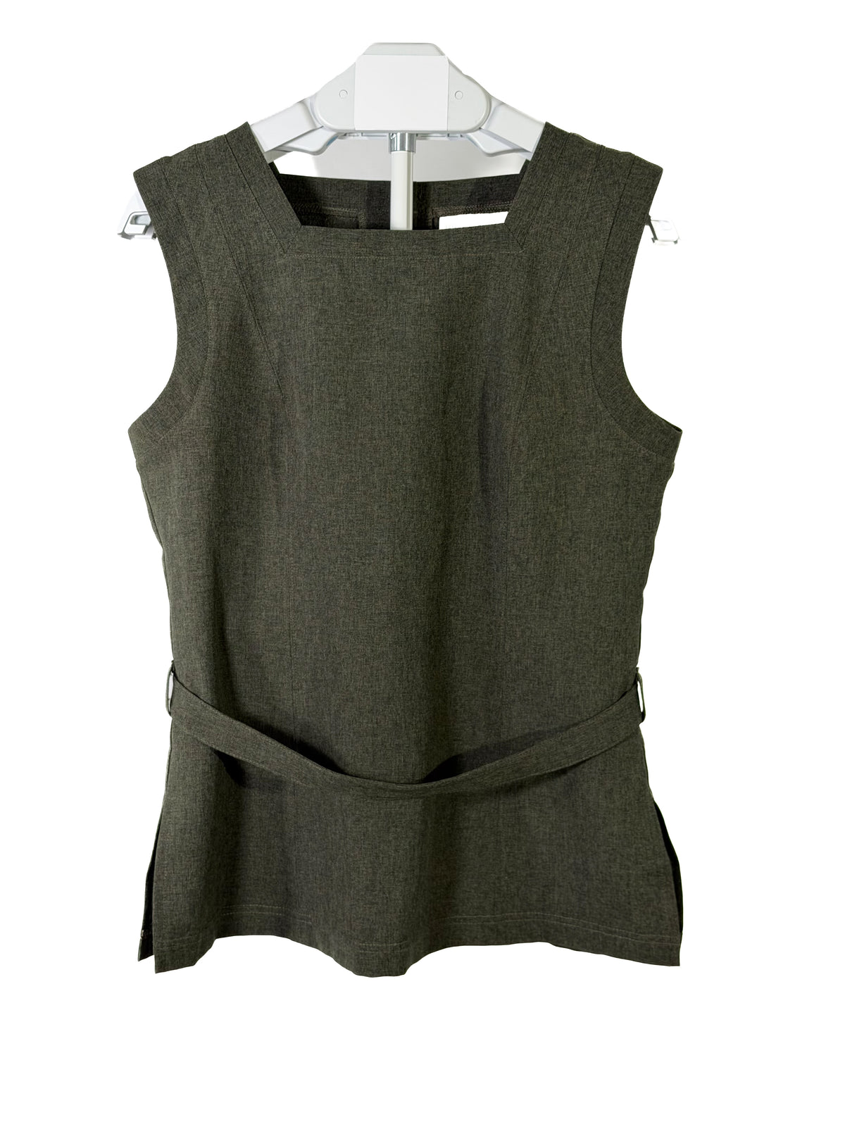 Vintage 90s Mainframe olive square-neck button belted  top