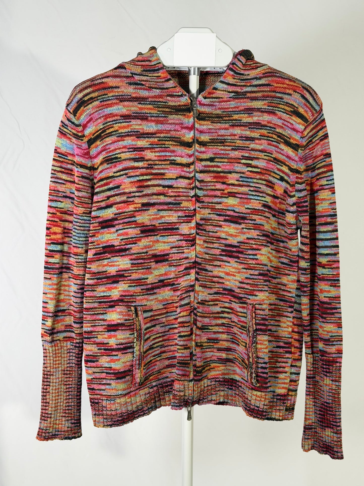 Vintage 2000s Anthropologie rainbow double-zip knit hoodie