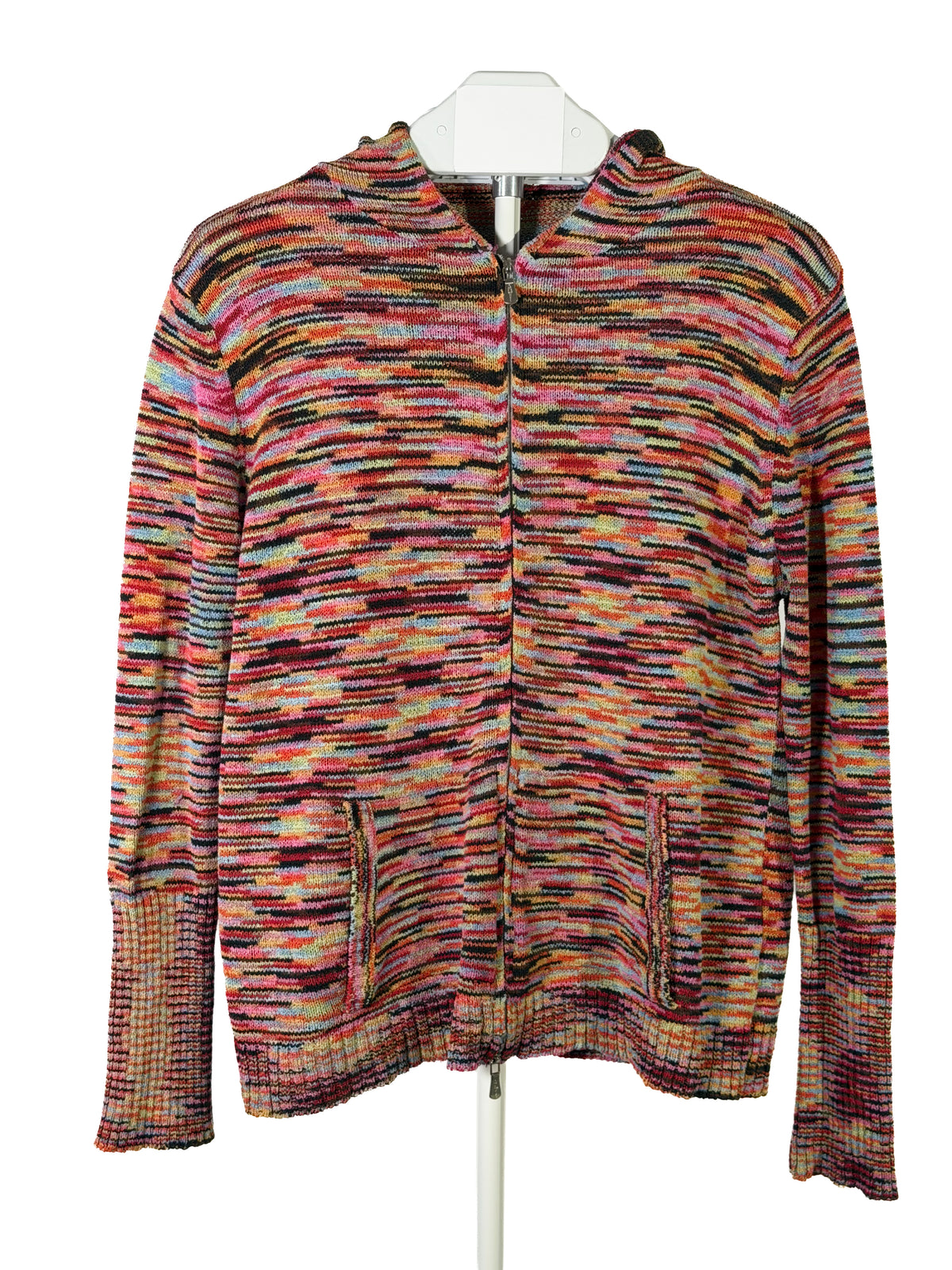 Vintage 2000s Anthropologie rainbow double-zip knit hoodie