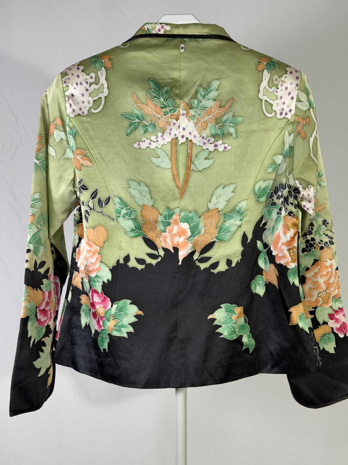 Vintage Y2K Keke Collection light green silk peony floral blazer