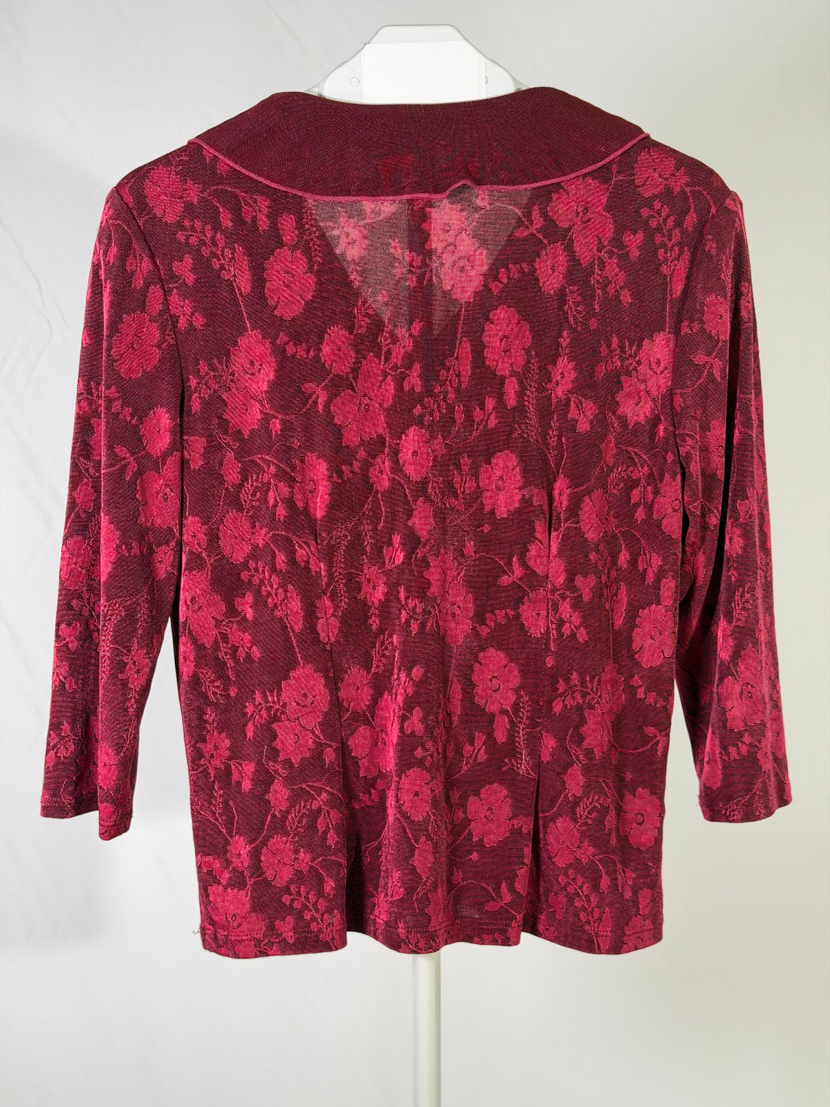 Vintage 90s Coldwater Creek burgandy floral ruffle blouse