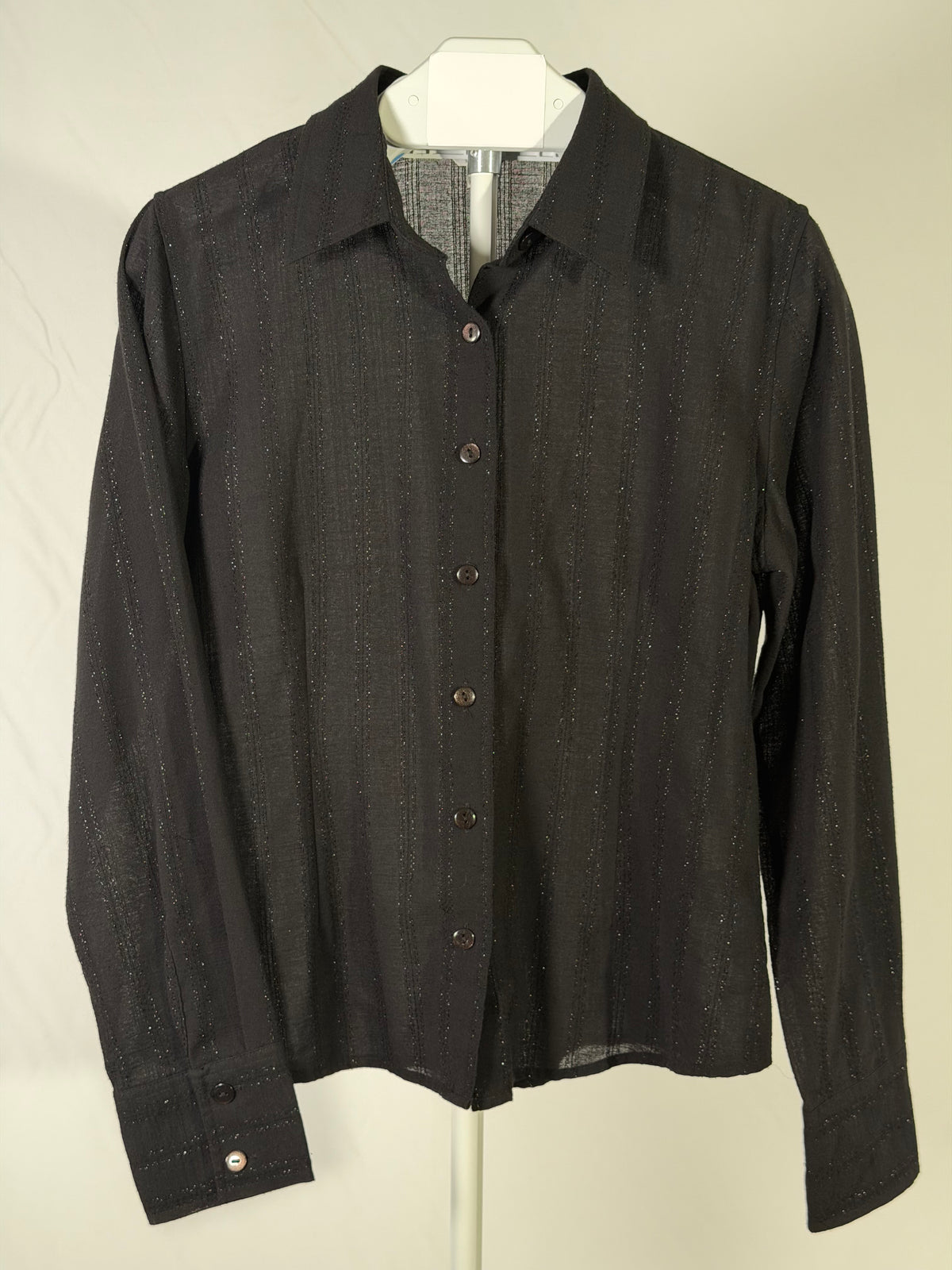 Vintage Y2K Christopher & Banks black metallic pinstripe blouse