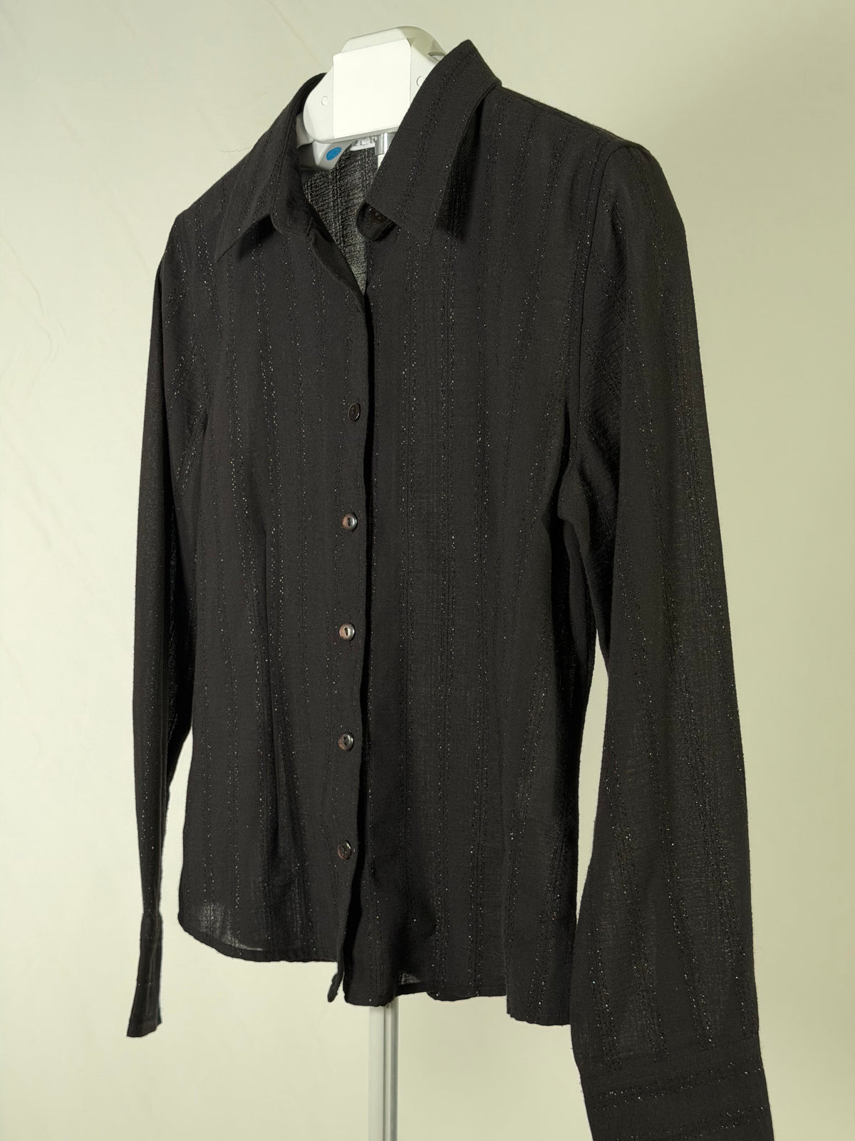 Vintage Y2K Christopher & Banks black metallic pinstripe blouse