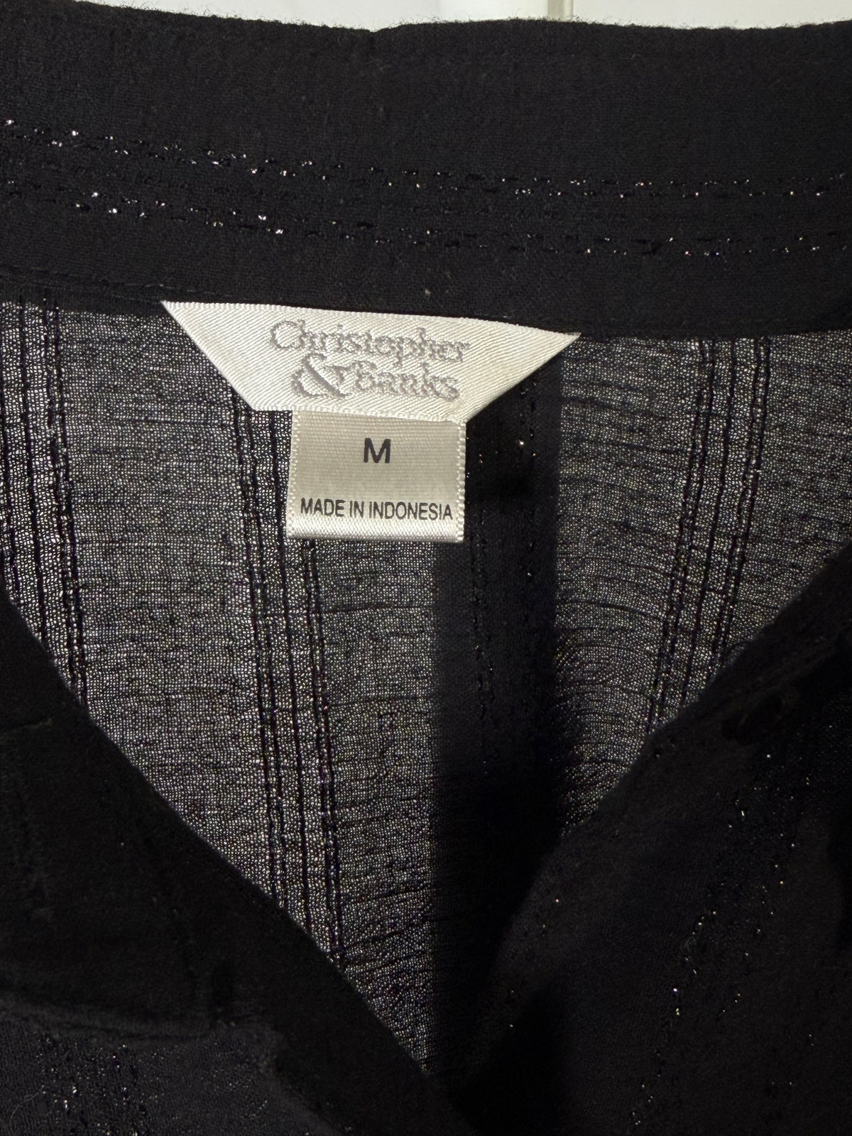 Vintage Y2K Christopher & Banks black metallic pinstripe blouse