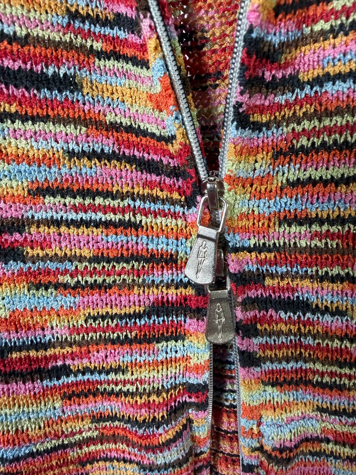 Vintage 2000s Anthropologie rainbow double-zip knit hoodie
