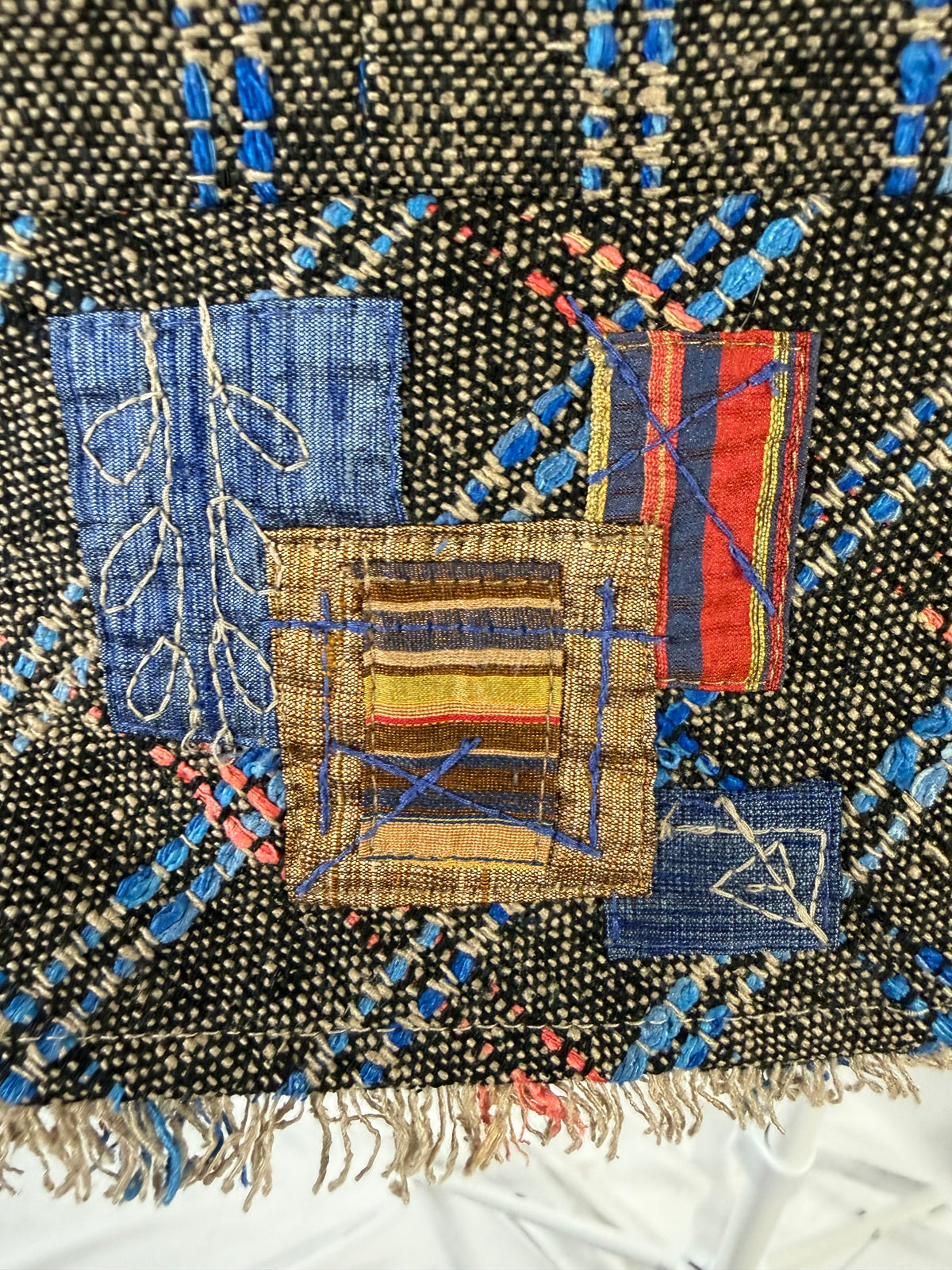Vintage 90s Canvasbacks plaid patchwork fringe blazer