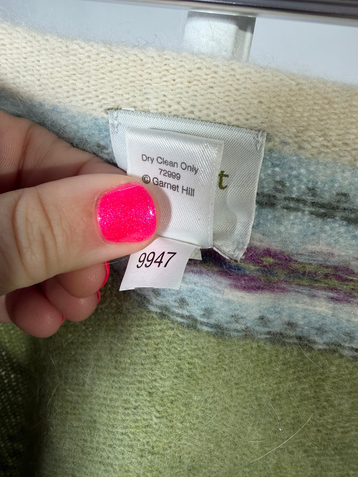 Vintage Y2K Garnet Hill moss green lambswool sequin sweater