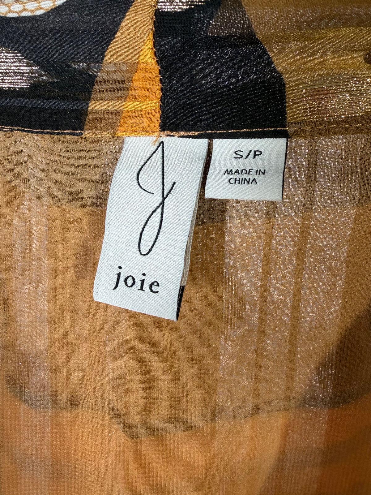 Joie plaid & gold metallic bow blouse