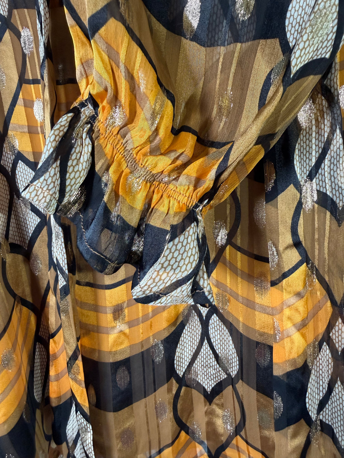 Joie plaid & gold metallic bow blouse