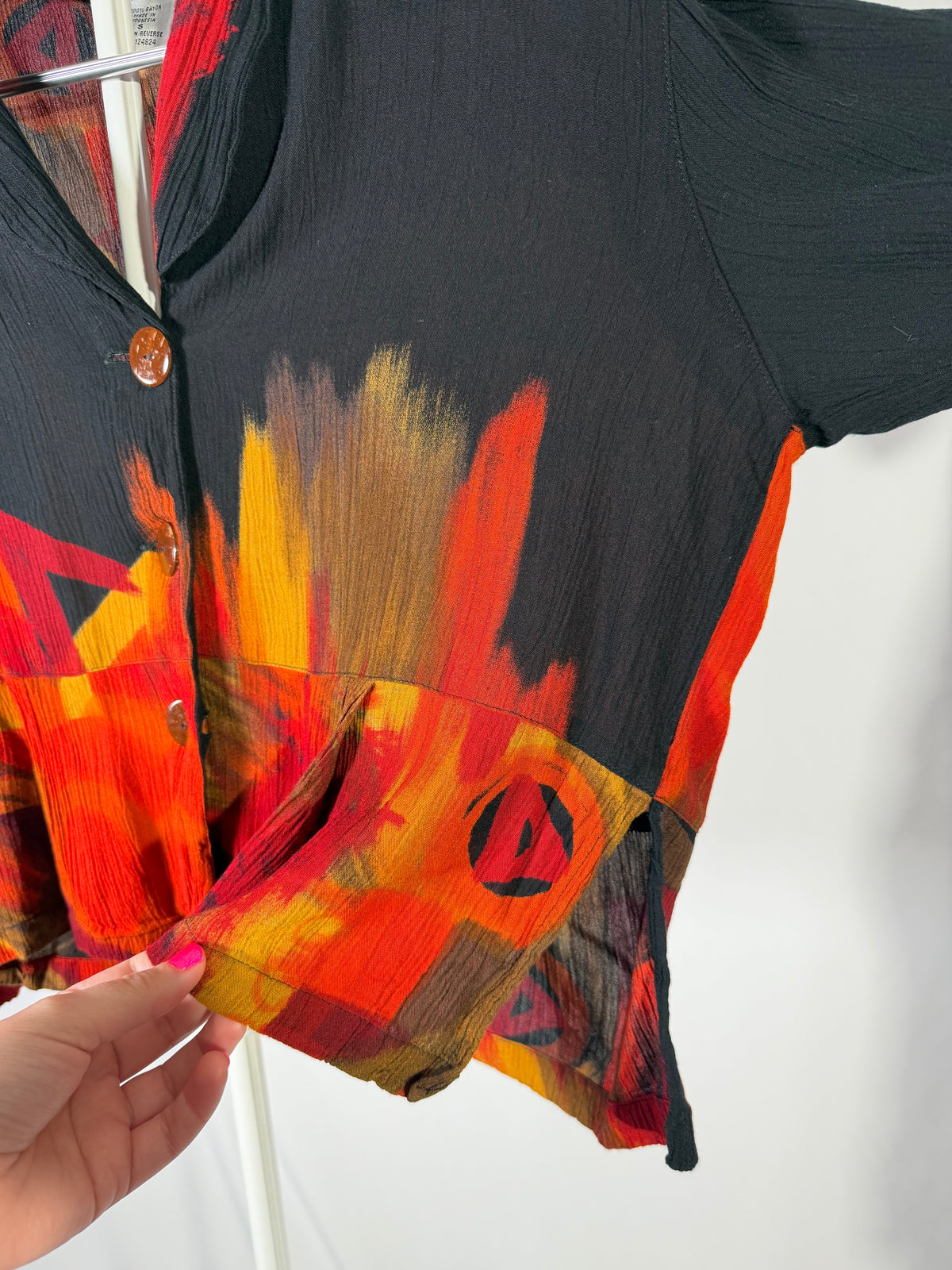Vintage 90s Paradiso abstract artsy button up top