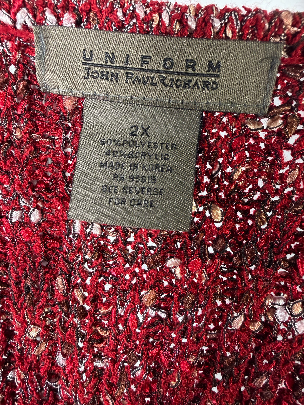 Vintage 90s Uniform red marled knit sleeveless sweater top