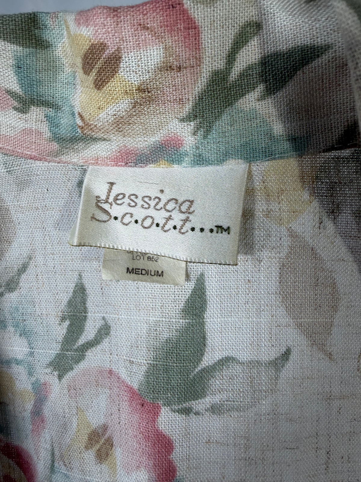Vintage 90s Jessica Scott cream linen blend floral blazer
