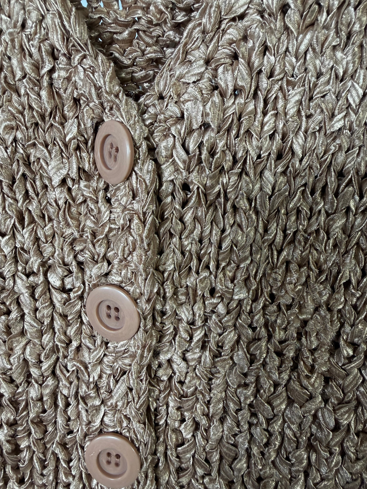 Vintage Y2K Bebe bronze ribbon knit button up vest