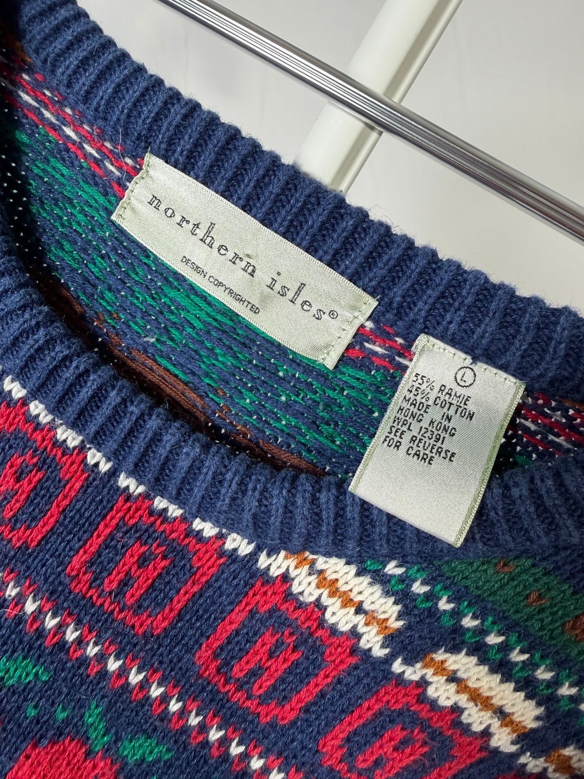 Vintage 80s/90s Northern Isles navy apple knit sweater