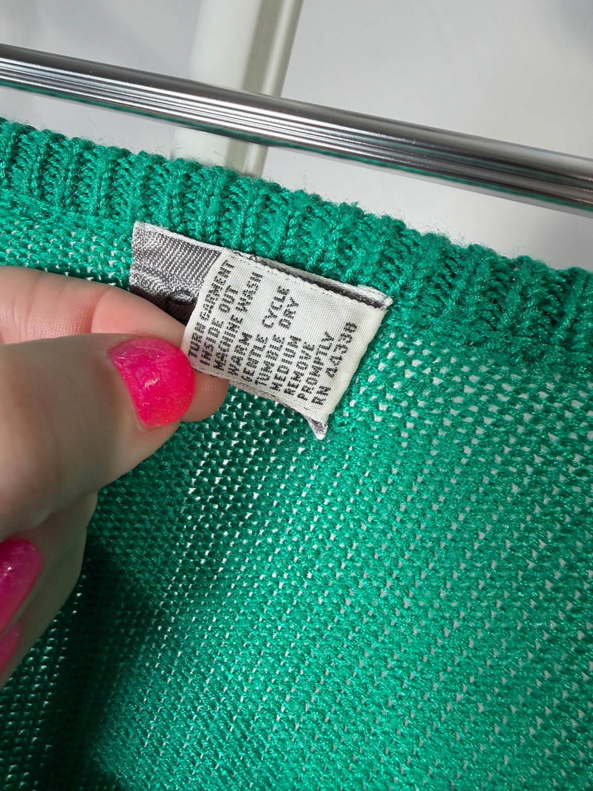 Vintage 90s Ellen B green open knit cap sleeve sweater