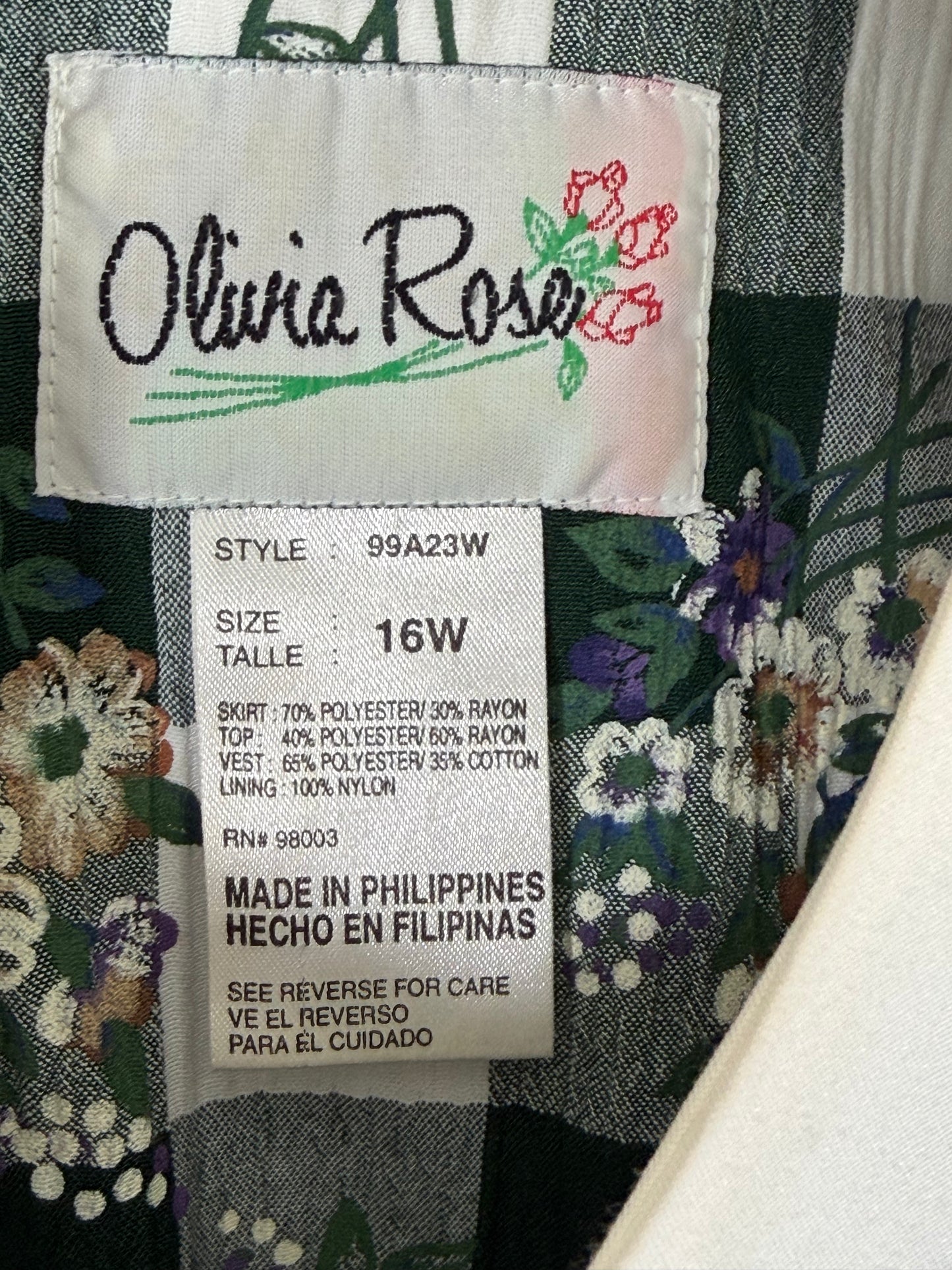 Vintage 90s Olivia Rose green gingham knit vest dress
