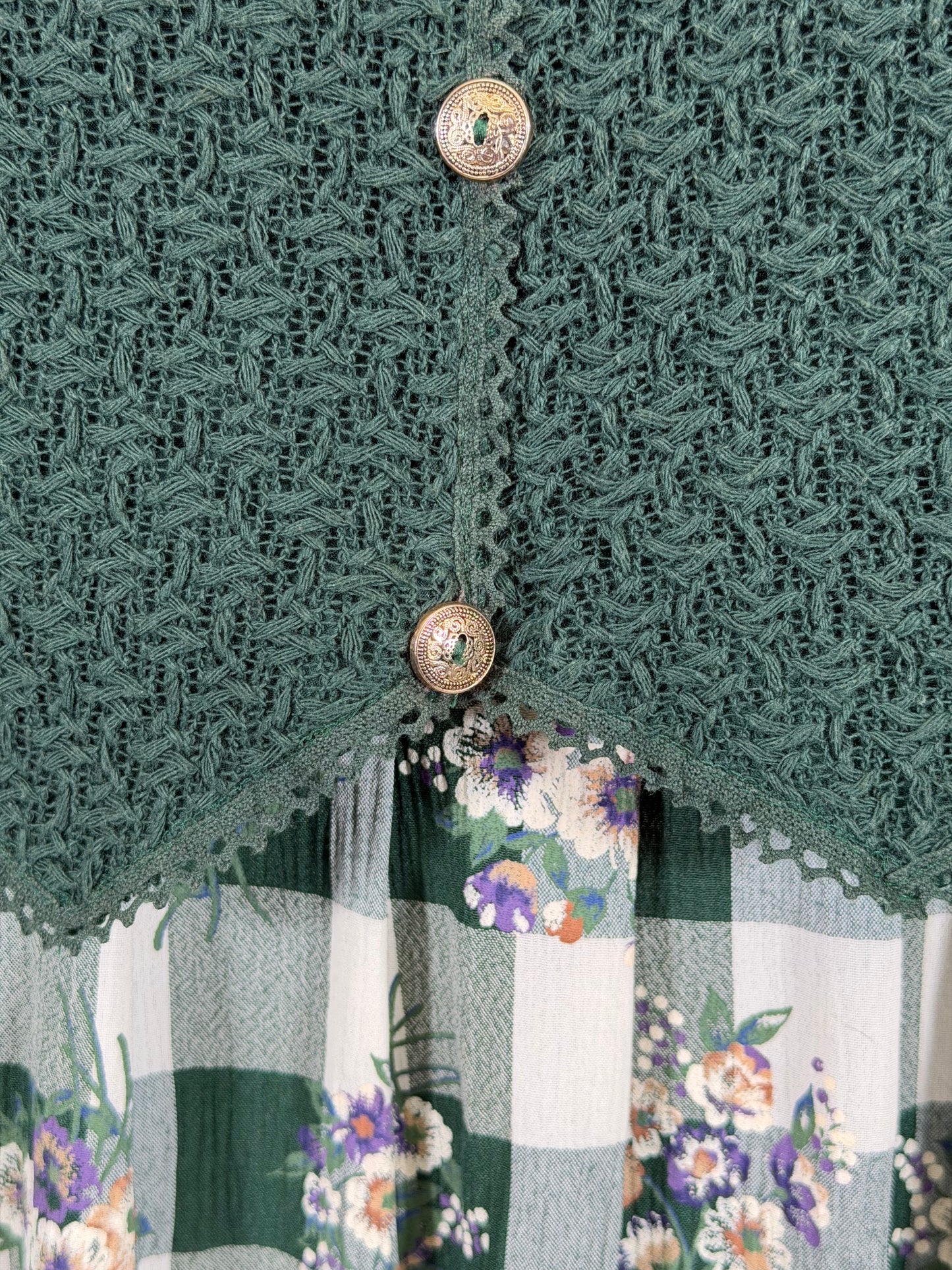 Vintage 90s Olivia Rose green gingham knit vest dress