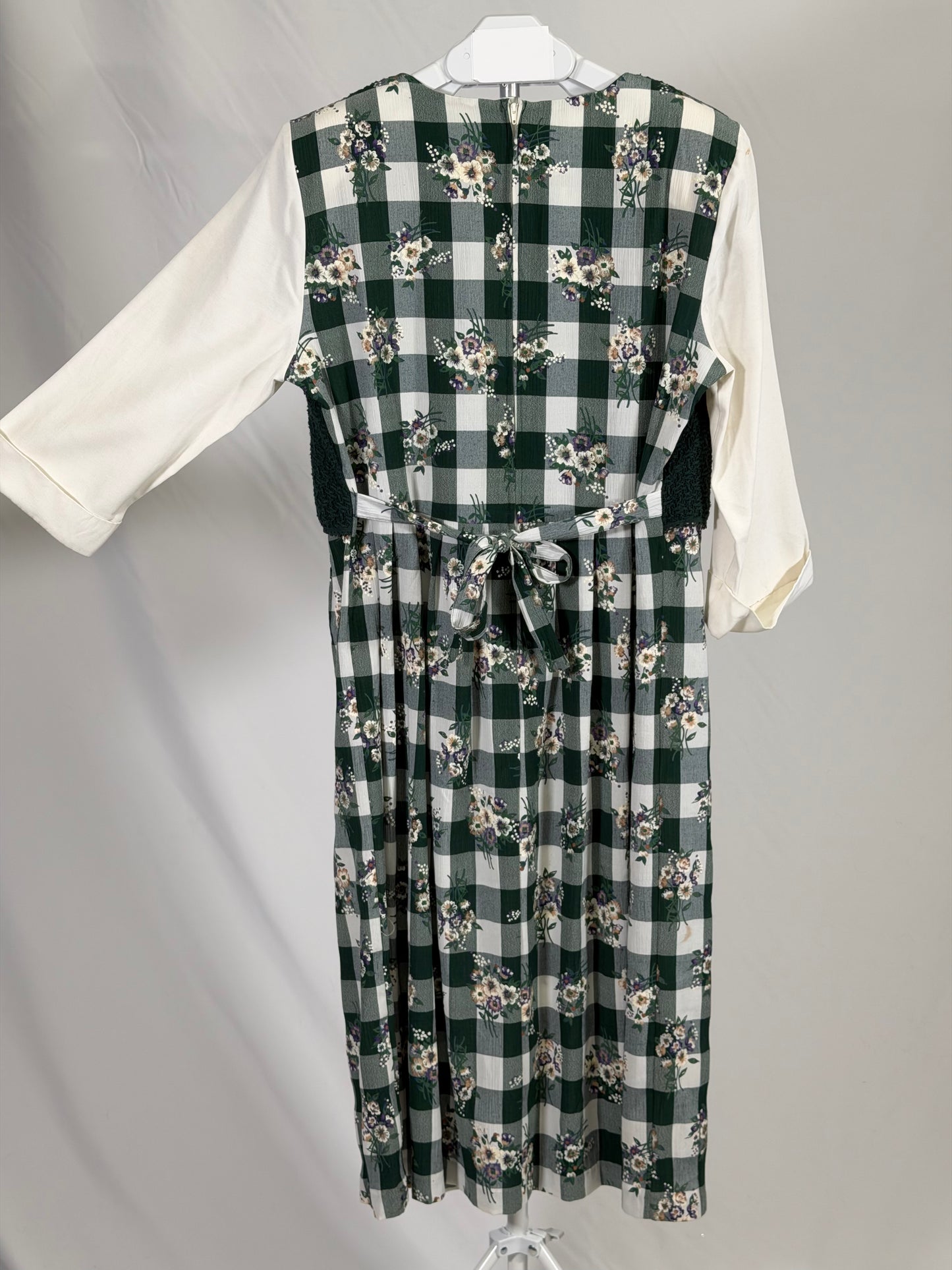 Vintage 90s Olivia Rose green gingham knit vest dress