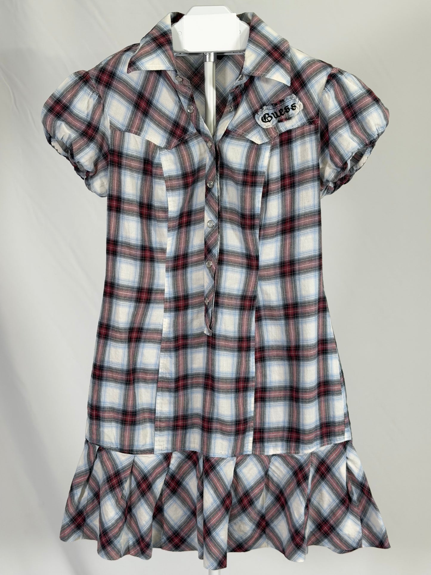 Vintage Y2K Guess plaid puff sleeve mini dress