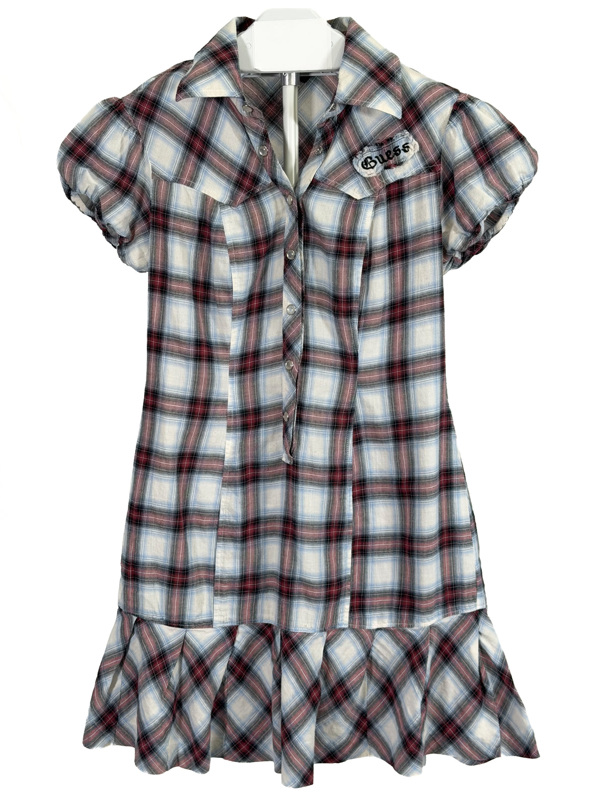 Vintage Y2K Guess plaid puff sleeve mini dress