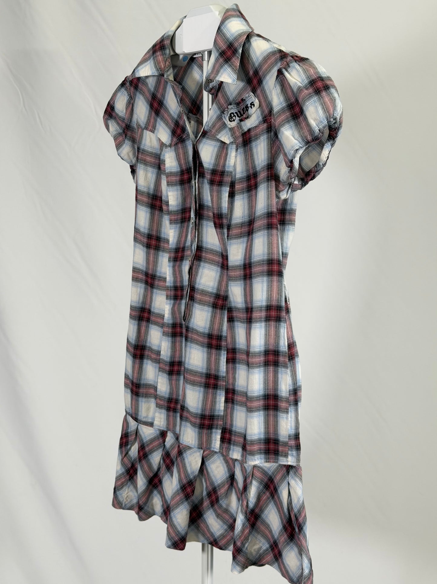 Vintage Y2K Guess plaid puff sleeve mini dress