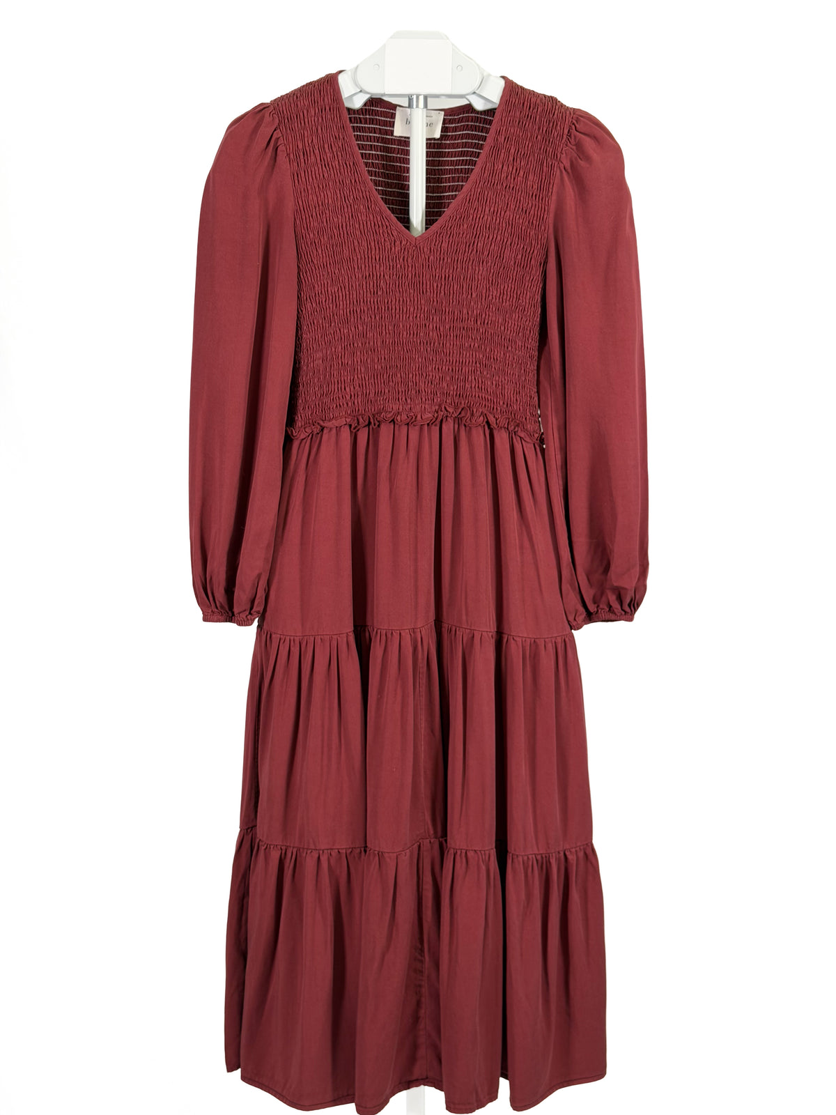 Bohme rusty smocked long sleeve midi dress