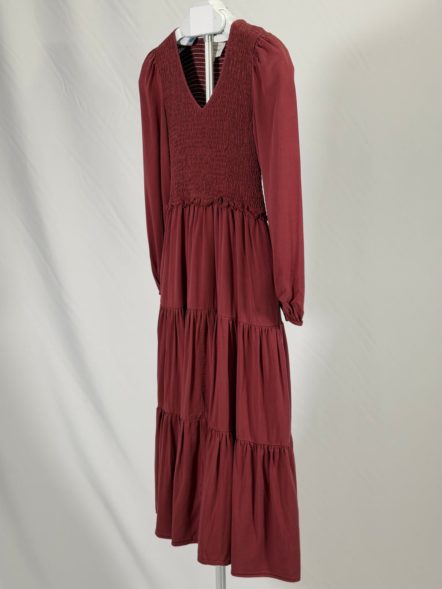 Bohme rusty smocked long sleeve midi dress
